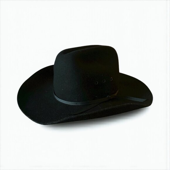 Kids Western Black Cowboy Hat Wool Small - Picture 1 of 6